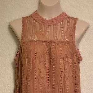 WOMEN'S XHILARATION ROSE GOLD W/LACE DRESS SZ- S